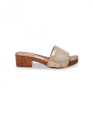 Mules à talons Les Tropeziennes THERESA Wood Imitation Doré Femme|RNPK-30600259